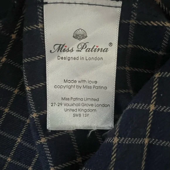 Miss Patina Navy Checkered Pinafore Dress - Picture 5 of 6